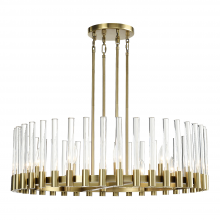 ZEEV Lighting CD10357-12-AGB - 12-Light 32&#34; Round Aged Brass Wheel Styled Glass Chandelier