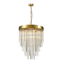 ZEEV Lighting CD10418-9-AGB - 9-Light 24&#34; Round Aged Brass Convertible Flush Crystal Chandelier