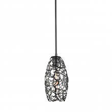 ZEEV Lighting MP40024-1-MBK - 1-Light 6&#34; Organic Matte Black Metal Convex Shade Mini Pendant