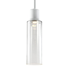 ZEEV Lighting P11702-LED-MW-G15 - 6&#34; LED 3CCT Cylindrical Drum Pendant Light, 18&#34; Clear Glass and Matte White Metal Finish