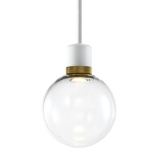 ZEEV Lighting P11702-LED-MW-K-AGB-G11 - 8&#34; LED 3CCT Clear Globe Glass Pendant Light and Matte White with Brass Metal Finish