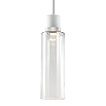 ZEEV Lighting P11702-LED-MW-K-PN-G15 - 6&#34; LED 3CCT Cylindrical Drum Pendant Light, 18&#34; Clear Glass and Matte White with Nickel Meta