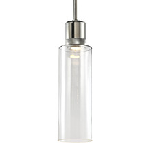 ZEEV Lighting P11703-LED-PN-G15 - 6&#34; LED 3CCT Cylindrical Drum Pendant Light, 18&#34; Clear Glass and Polished Nickel Metal Finish