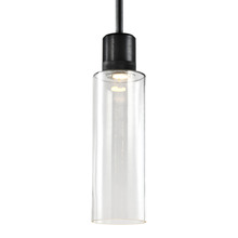 ZEEV Lighting P11704-LED-SBB-G15 - 6&#34; LED 3CCT Cylindrical Drum Pendant Light, 18&#34; Clear Glass and Satin Brushed Black Metal Fi