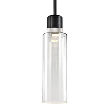 ZEEV Lighting P11704-LED-SBB-K-PN-G15 - 6&#34; LED 3CCT Cylindrical Drum Pendant Light, 18&#34; Clear Glass and Satin Brushed Black with Nic