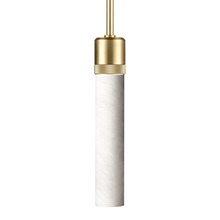 ZEEV Lighting P11705-E26-AGB-G9 - 3&#34; E26 Cylindrical Pendant Light, 12&#34; Spanish Alabaster and Aged Brass Finish