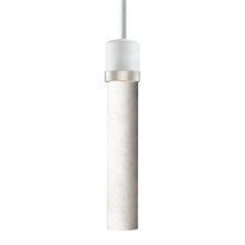 ZEEV Lighting P11706-E26-MW-K-PN-G9 - 3" E26 Cylindrical Pendant Light, 12" Spanish Alabaster and Matte White with Nickel Finish