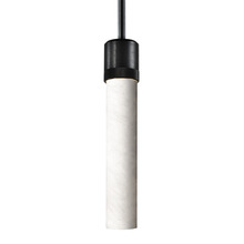 ZEEV Lighting P11708-E26-SBB-G9 - 3&#34; E26 Cylindrical Pendant Light, 12&#34; Spanish Alabaster and Satin Brushed Black Finish