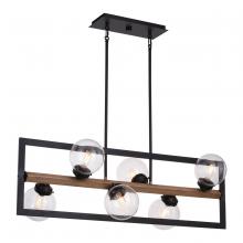 Vaxcel International H0257 - Bridgeview 38 in. 6 Light Linear Chandelier Oil Rubbed Bronze and Light Walnut