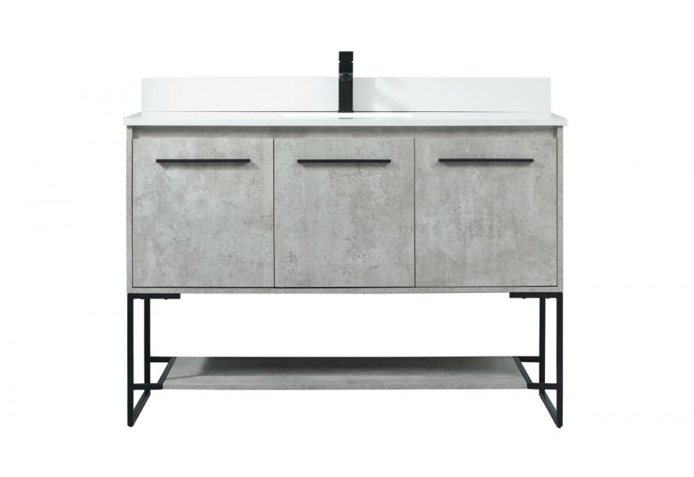 48 Inch Single Bathroom Vanity in Concrete Grey with Backsplash