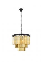 Elegant 1201D20MB-GT/RC - Sydney 9 Light Matte Black Chandelier Golden Teak (Smoky) Royal Cut Crystal