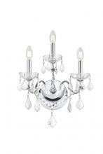 Elegant V2015W3C/RC - St. Francis 3 Light Chrome Wall Sconce Clear Royal Cut Crystal