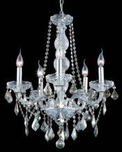 Elegant V7855D21C-GT/RC - Verona 5 Light Chrome Chandelier Golden Teak (Smoky) Royal Cut Crystal