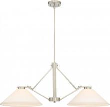 Nuvo 60/6248 - Nome - 2 Light Island Pendant with Satin White Glass - Brushed Nickel Finish