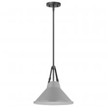 Nuvo 60/7646 - Zelda; 1 Light Pendant; Medium Base; 60 Watt; Black Finish; Gray Metal Shade; Faux Leather Straps