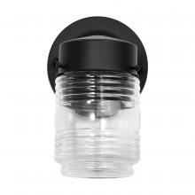 Nuvo 62/1573 - 8 Watt; 1 Light; Porch; Wall; Mason Jar Fixture; 3000K; Black Finish with Clear Glass