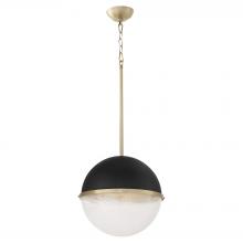  82-14-6980 - 14 inches Milky Glass Sphere, Textured Black, Aged Brass