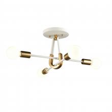 ELK Home 69314/4 - Sabine 20&#39;&#39; Wide 4-Light Semi Flush Mount - Textured White with Brushed Gold